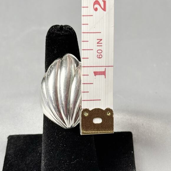 Vintage Taxco Mexico 925 Sterling Silver Ribbed Dome Shell Ring Size 5 TV-47 - Picture 7 of 13